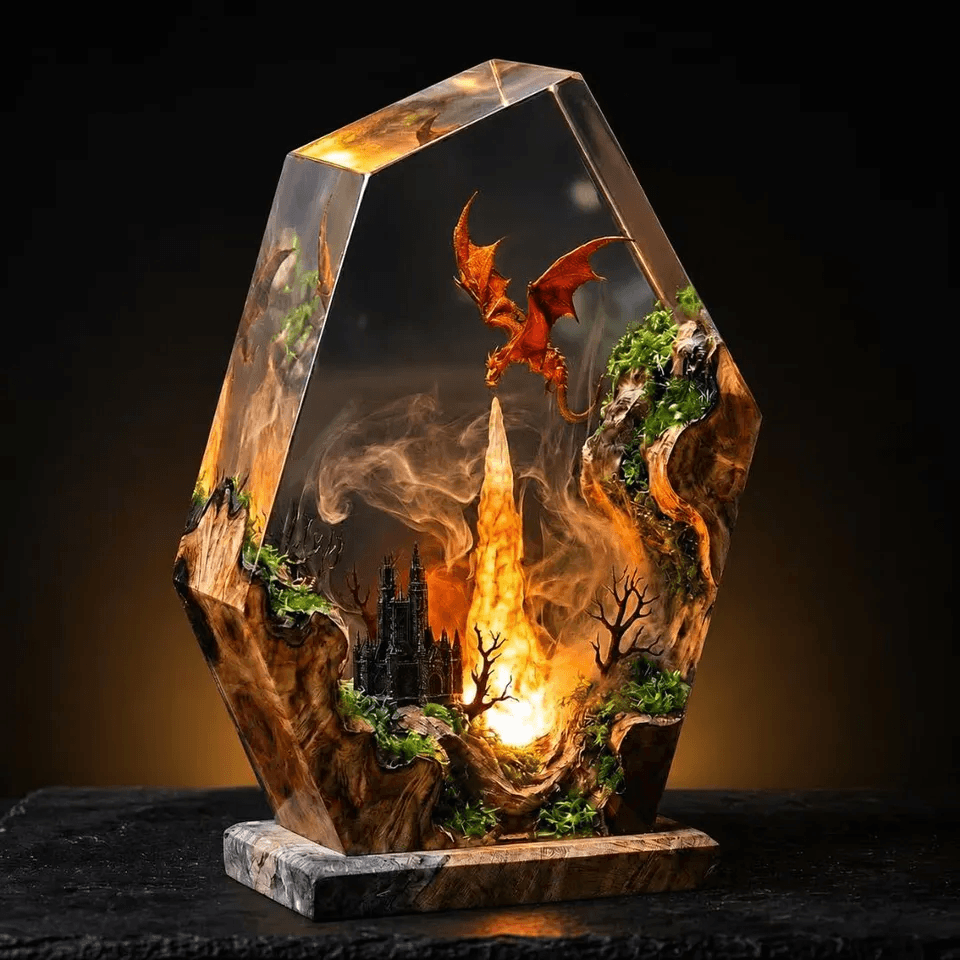 A stunning dragon figure in a fantasy scene depicting dragon mythology and lore.