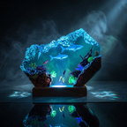 2 Sharks Resin Lamp | LED Diorama Ocean | Lumiverse Resin