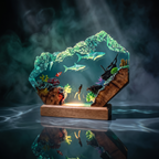 2 Sharks Resin Lamp | LED Diorama Ocean | Lumiverse Resin