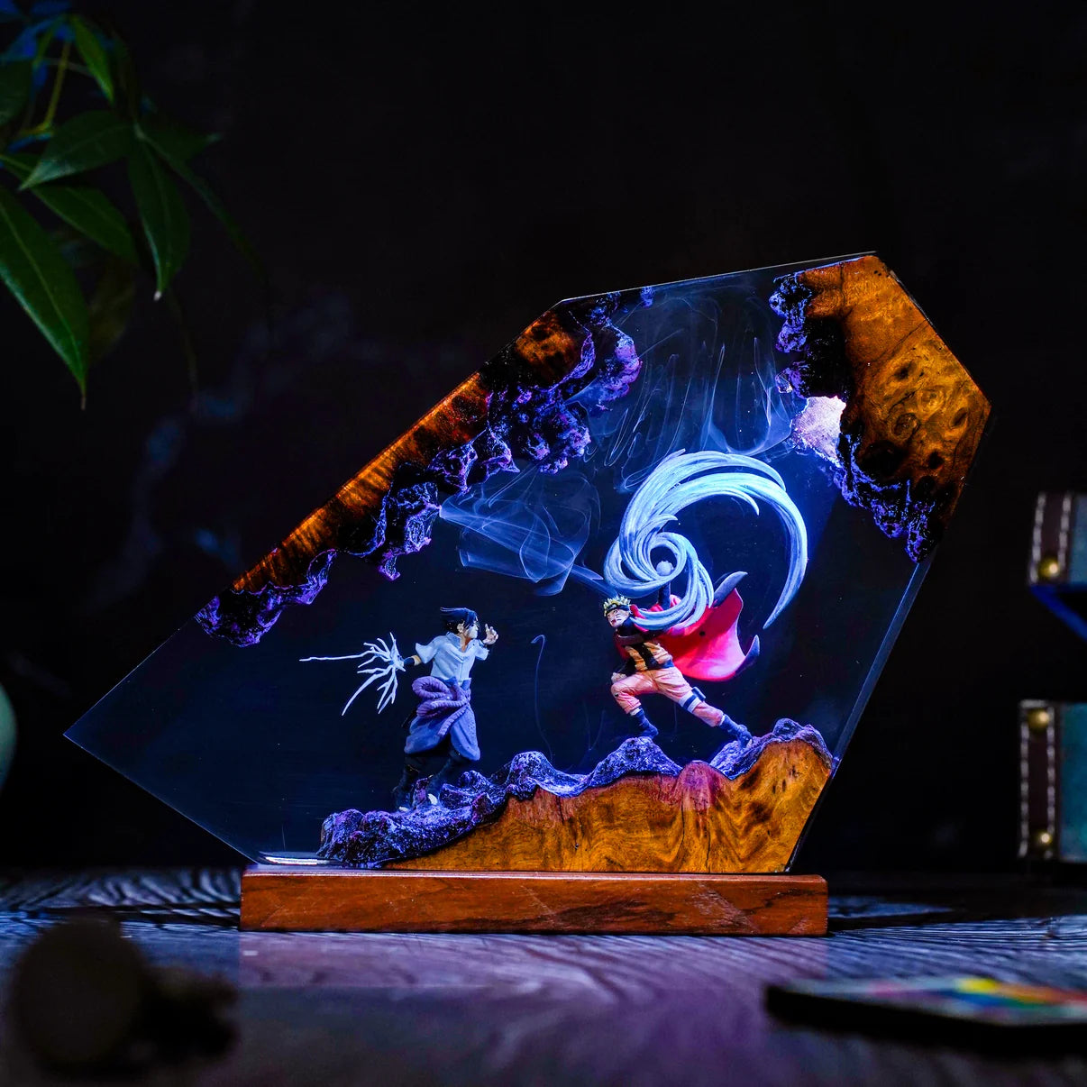 Naruto vs Sasuke Resin Lamp Lumi Verseresin Studio