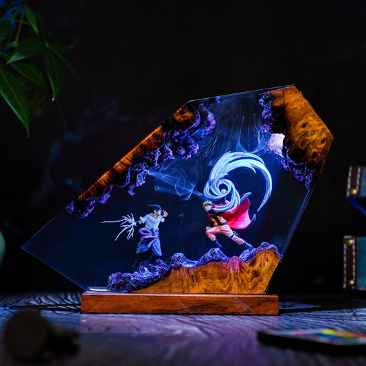 Naruto vs Sasuke Resin Lamp Lumi Verseresin Studio