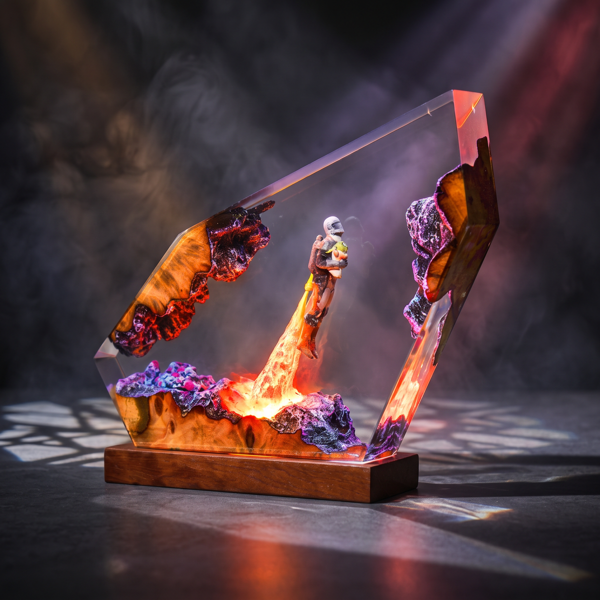 Beskar Bounty Hunter Resin Lamp | Warm LED Light StarWar | Lumiverse Resin