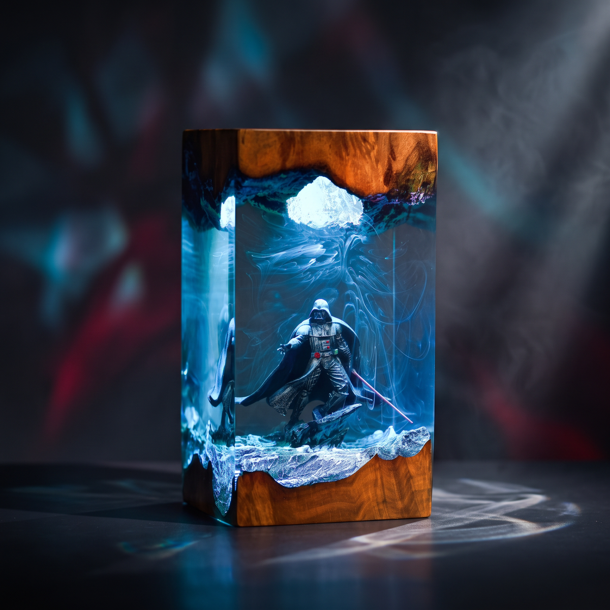 Black Masked Lord Resin Lamp | Multicolor LED Glow StarWar | Lumiverse Resin