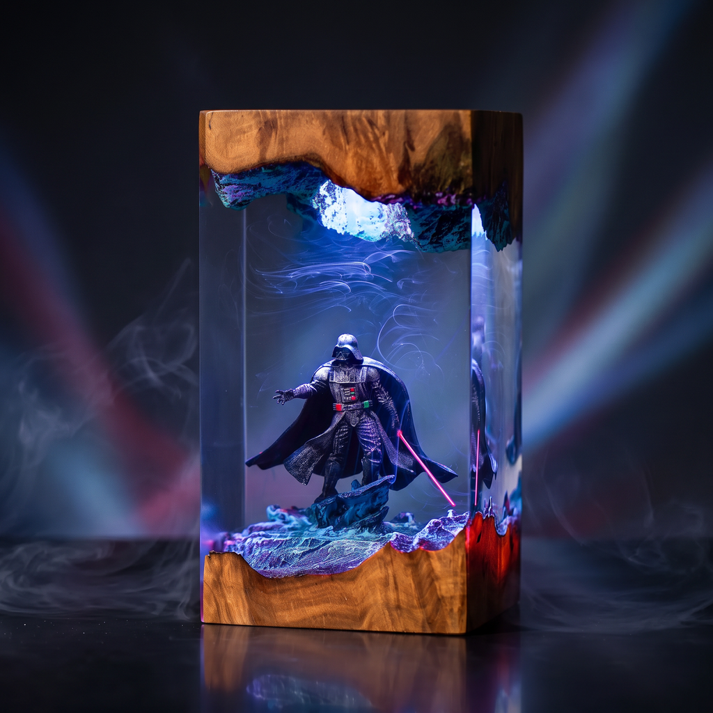 Black Masked Lord Resin Lamp | Multicolor LED Glow StarWar | Lumiverse Resin