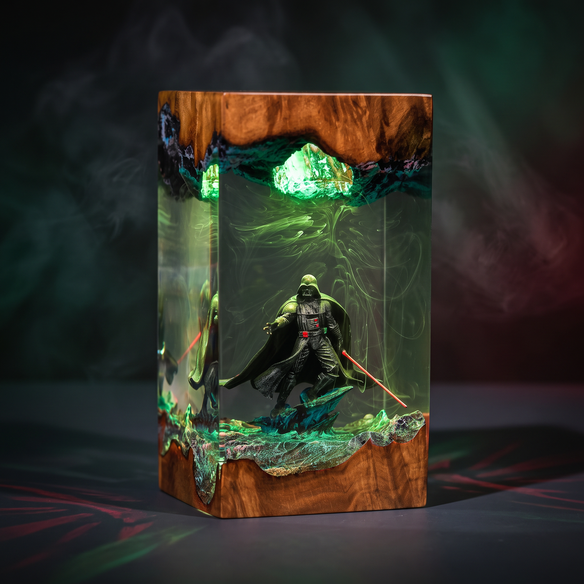 Black Masked Lord Resin Lamp | Multicolor LED Glow StarWar | Lumiverse Resin