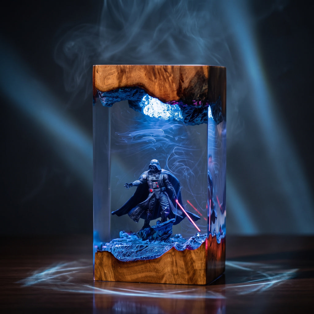 Black Masked Lord Resin Lamp | Multicolor LED Glow StarWar | Lumiverse Resin