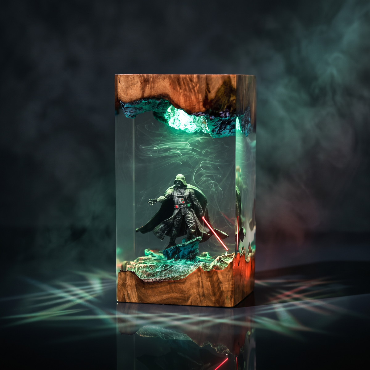 Black Masked Lord Resin Lamp | Multicolor LED Glow StarWar | Lumiverse Resin