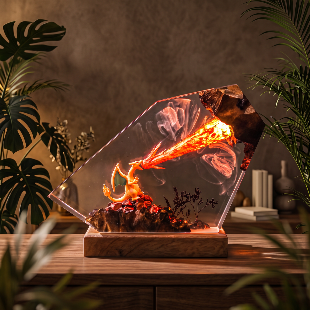 Charizard Resin Lamp | LED Diorama Pokemon | Lumiverse Resin