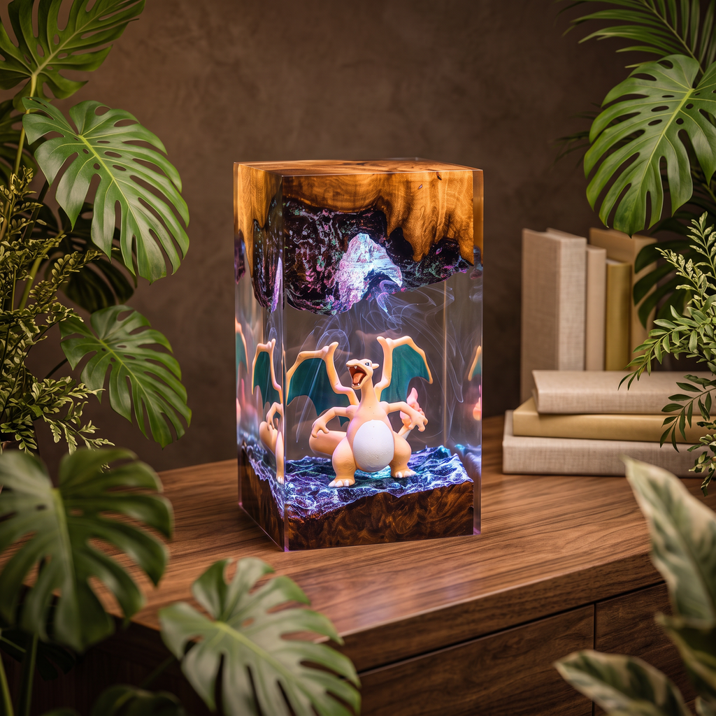 Charizard Resin Lamp | LED Diorama Pokemon | Lumiverse Resin