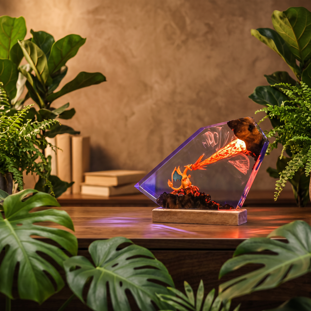 Charizard Resin Lamp | LED Diorama Pokemon | Lumiverse Resin