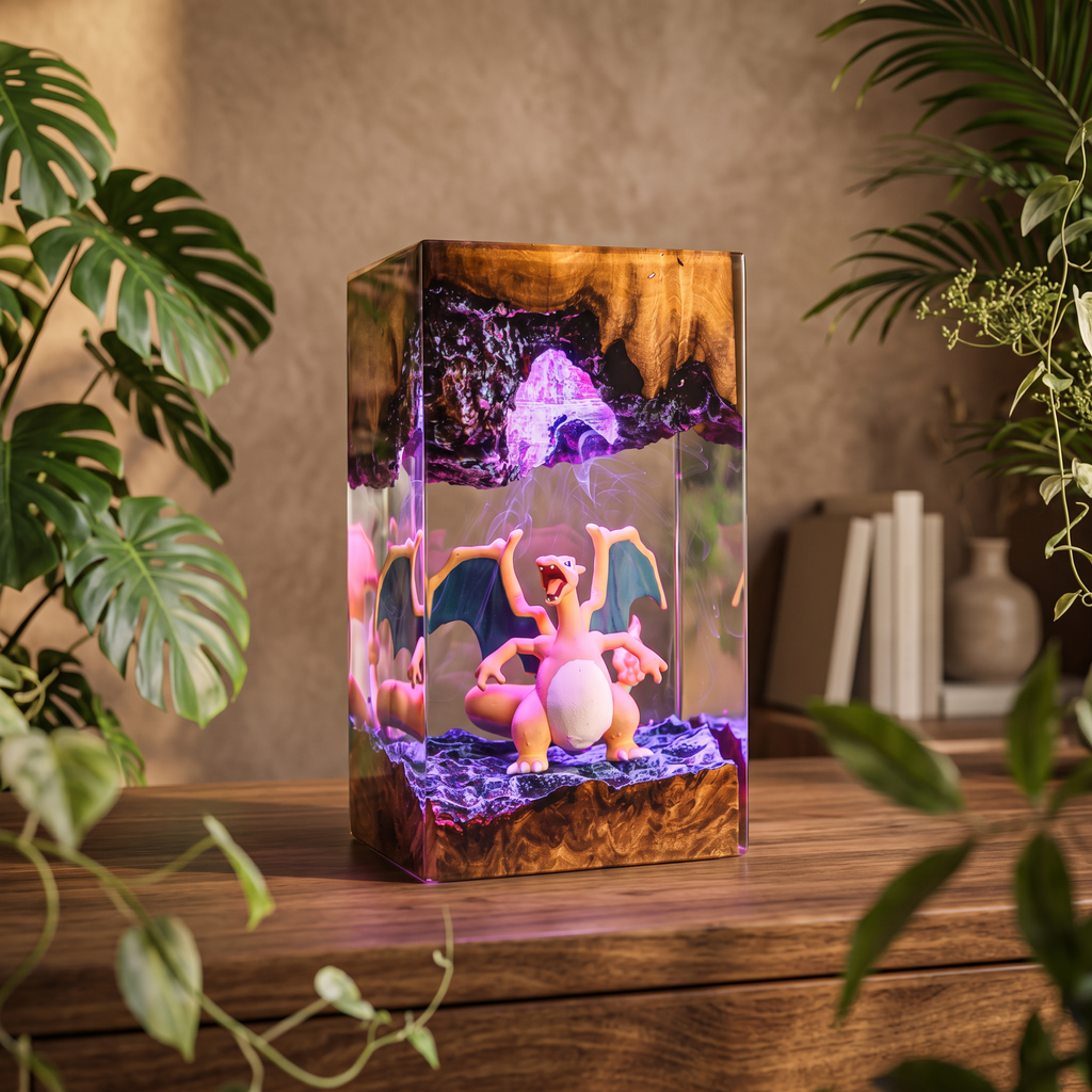 Charizard Resin Lamp | LED Diorama Pokemon | Lumiverse Resin