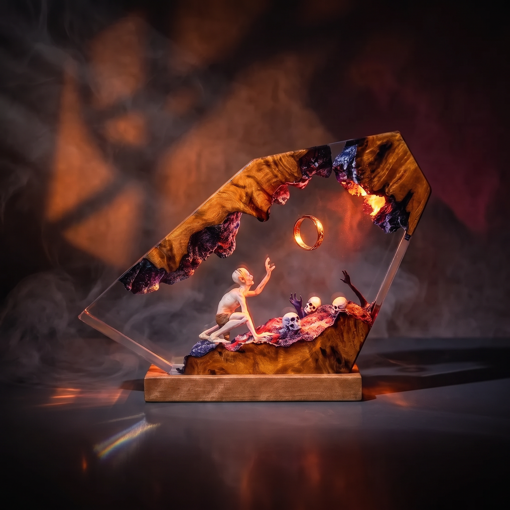 Dark Fantasy Skull Resin Lamp | Warm LED Light TheLordOfRing | Lumiverse Resin