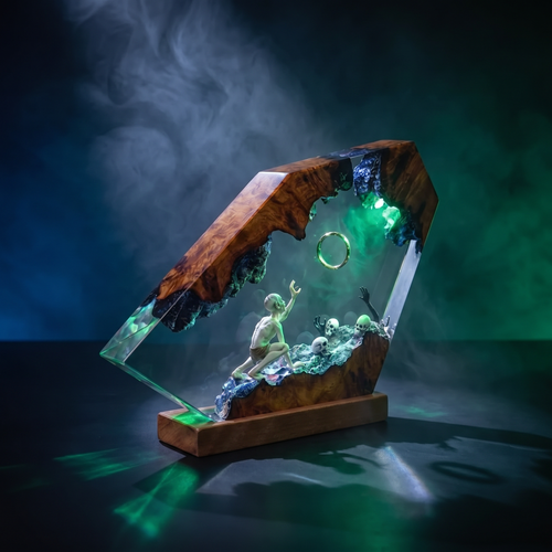 Dark Fantasy Skull Resin Lamp | Warm LED Light TheLordOfRing | Lumiverse Resin