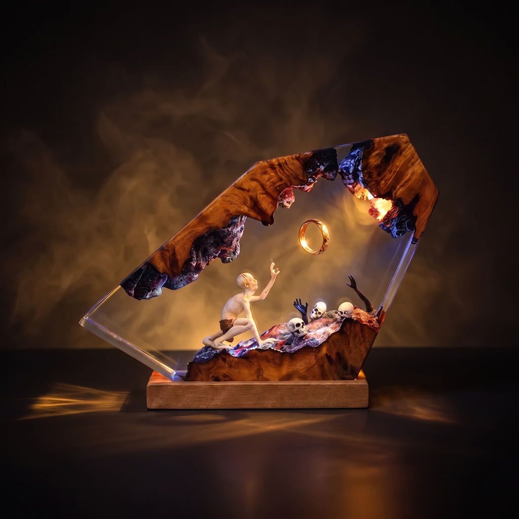 Dark Fantasy Skull Resin Lamp | Warm LED Light TheLordOfRing | Lumiverse Resin