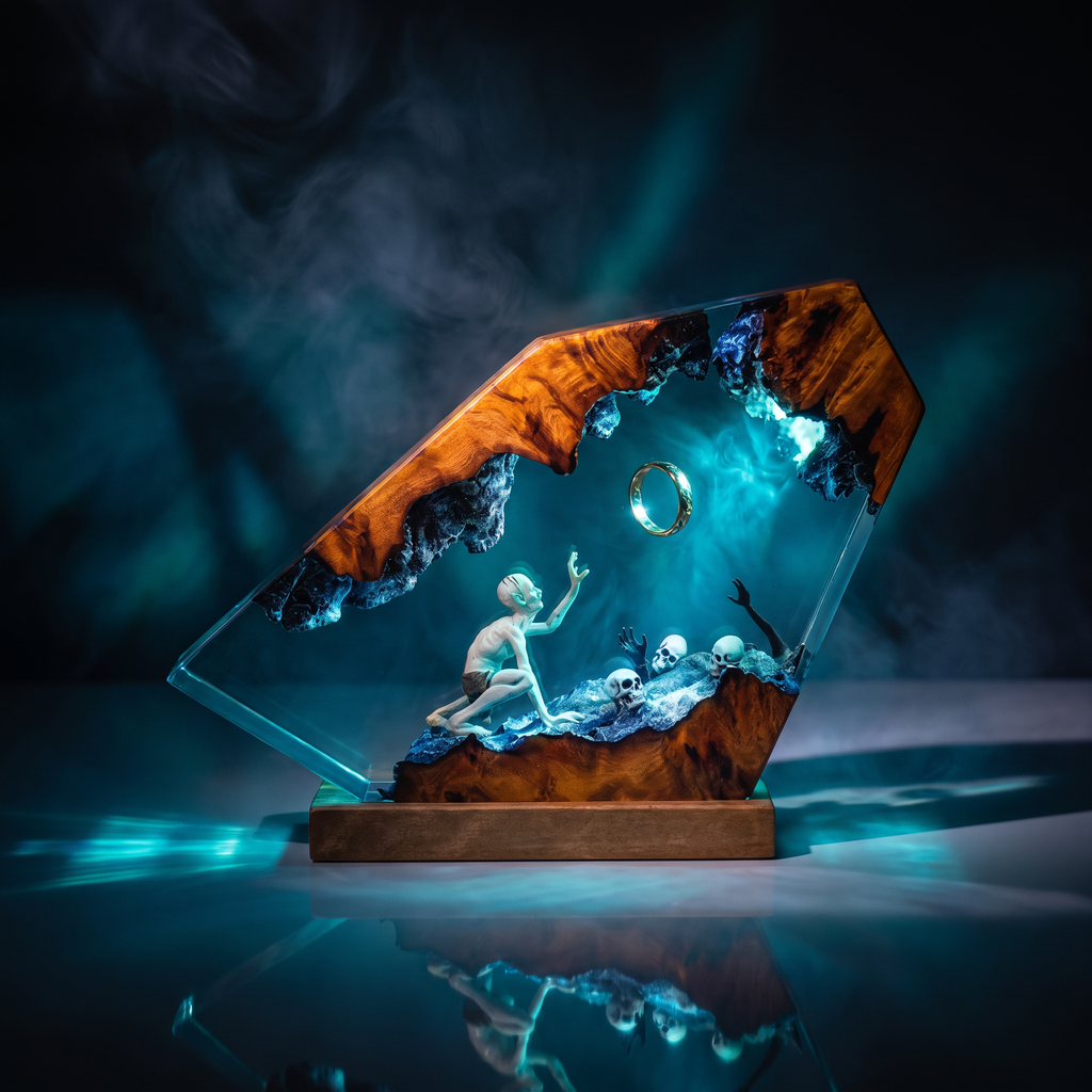 Dark Fantasy Skull Resin Lamp | Warm LED Light TheLordOfRing | Lumiverse Resin