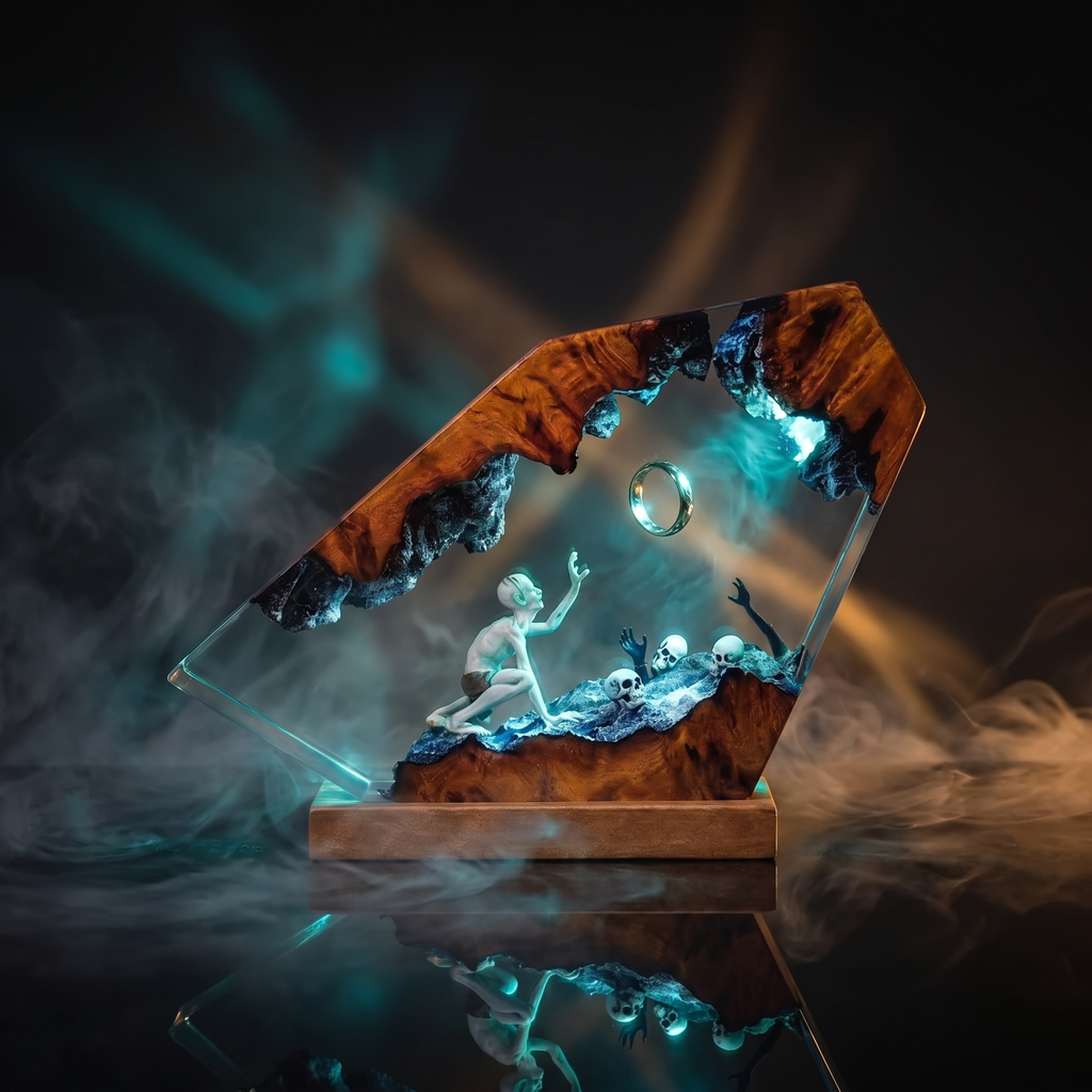 Dark Fantasy Skull Resin Lamp | Warm LED Light TheLordOfRing | Lumiverse Resin