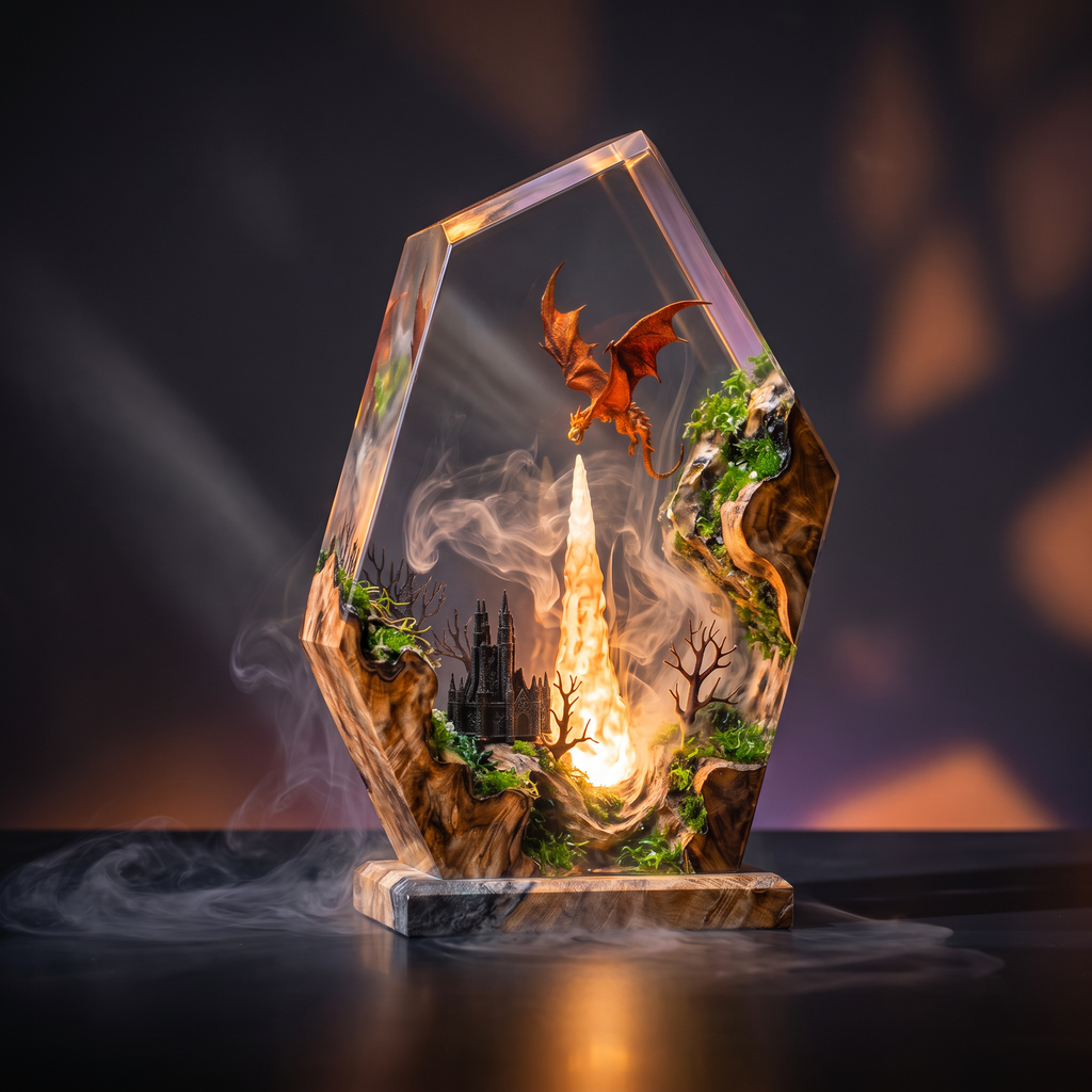 Fantasy Dragon Resin Lamp | USB-Powered LED Dragon | Lumiverse Resin
