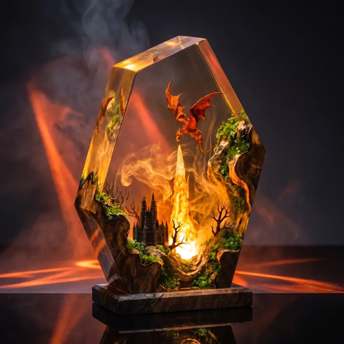 Fantasy Dragon Resin Lamp | USB-Powered LED Dragon | Lumiverse Resin