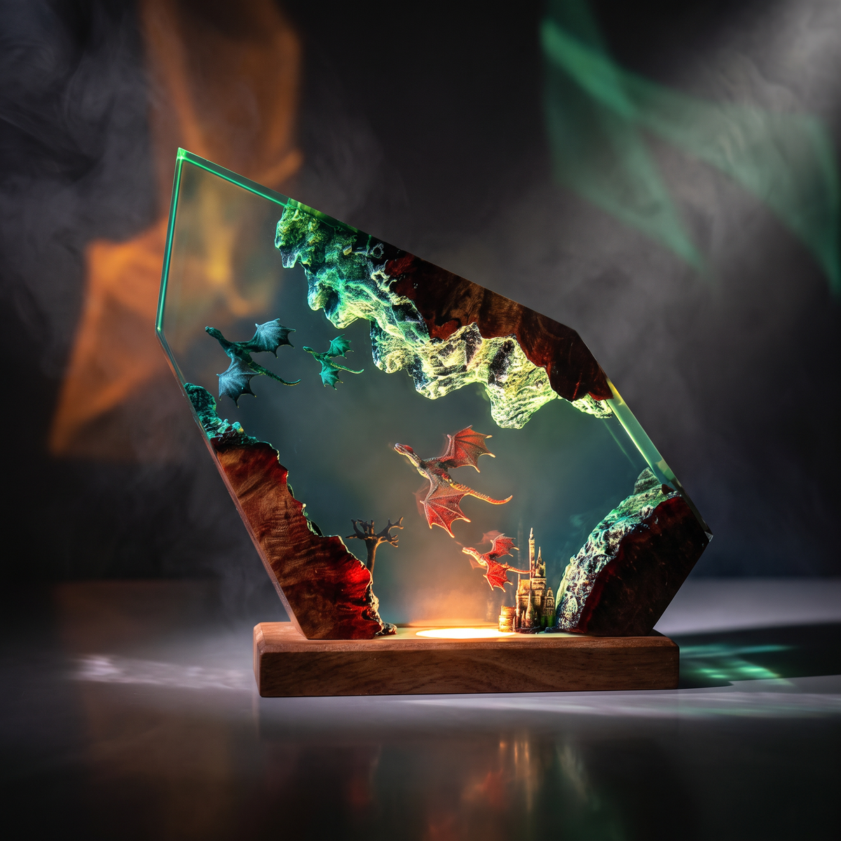 Fantasy Dragon Resin Lamp | Handmade Dragon LED | Lumiverse Resin