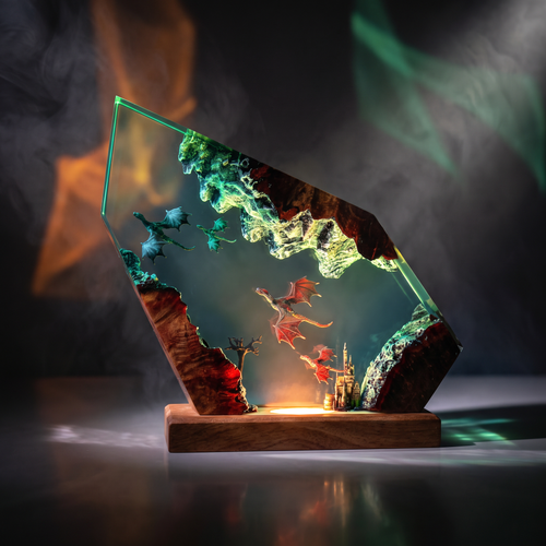 Fantasy Dragon Resin Lamp | Handmade Dragon LED | Lumiverse Resin
