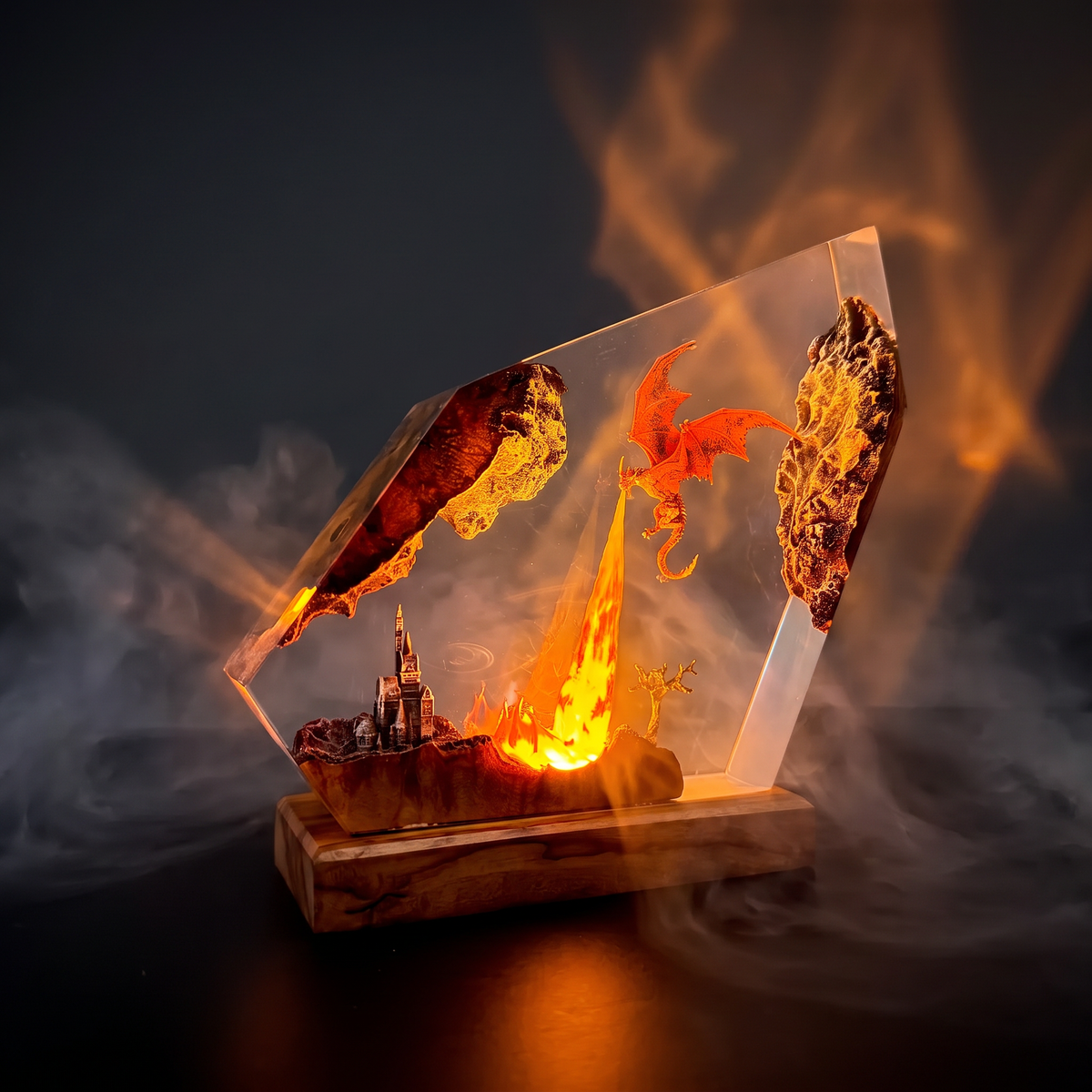 Fire Dragon Resin Lamp | Dragon Gift | Lumiverse Resin