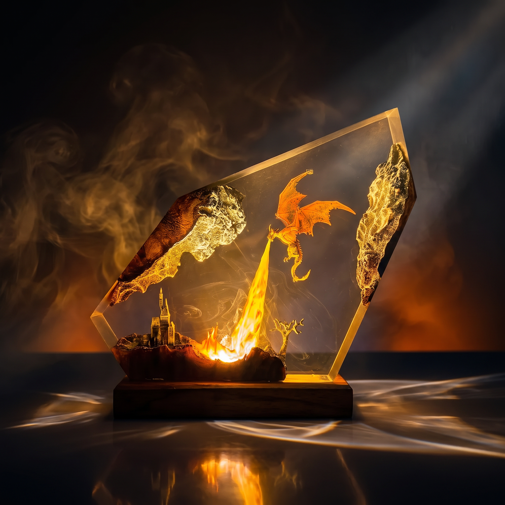Fire Dragon Resin Lamp | Dragon Gift | Lumiverse Resin