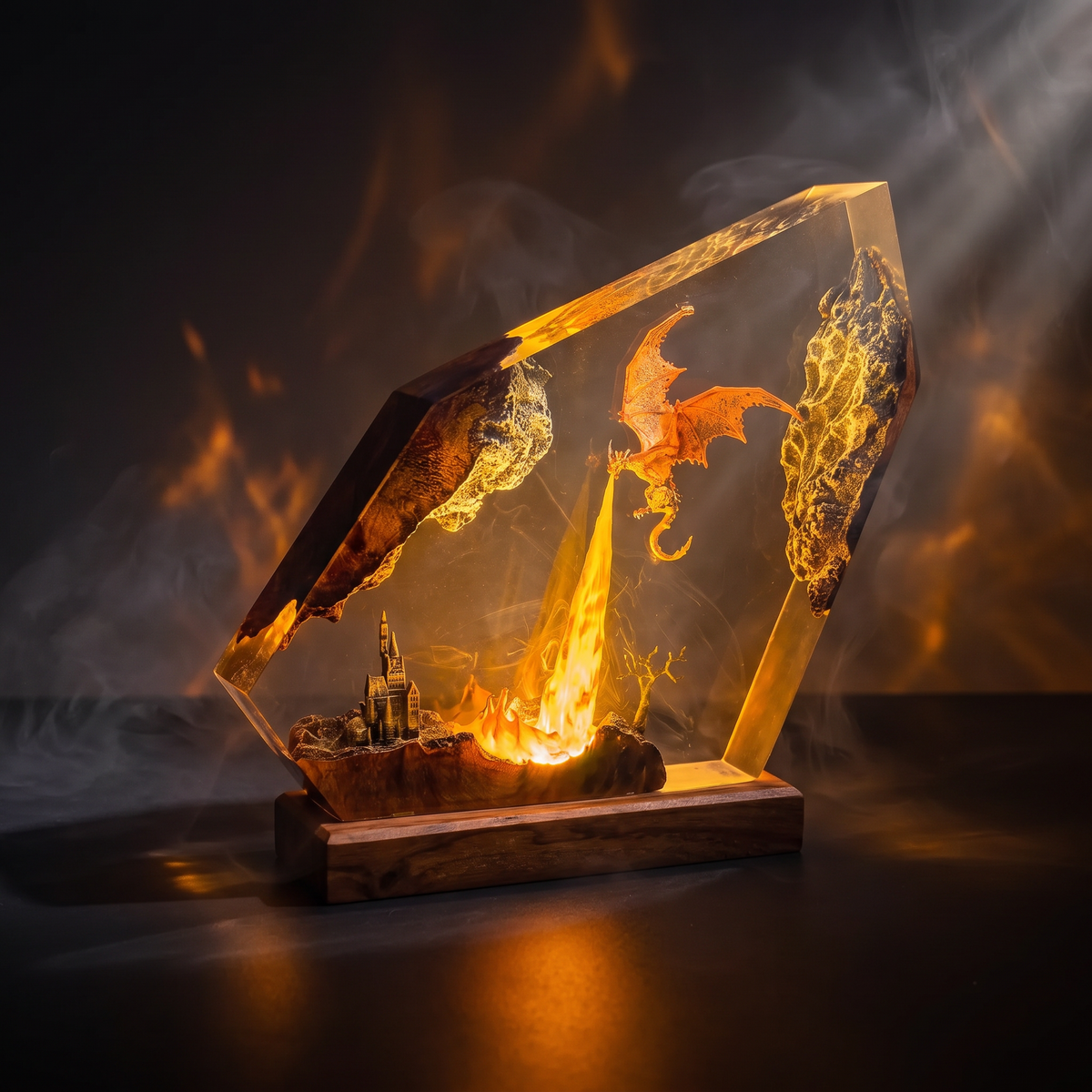 Fire Dragon Resin Lamp | Dragon Gift | Lumiverse Resin