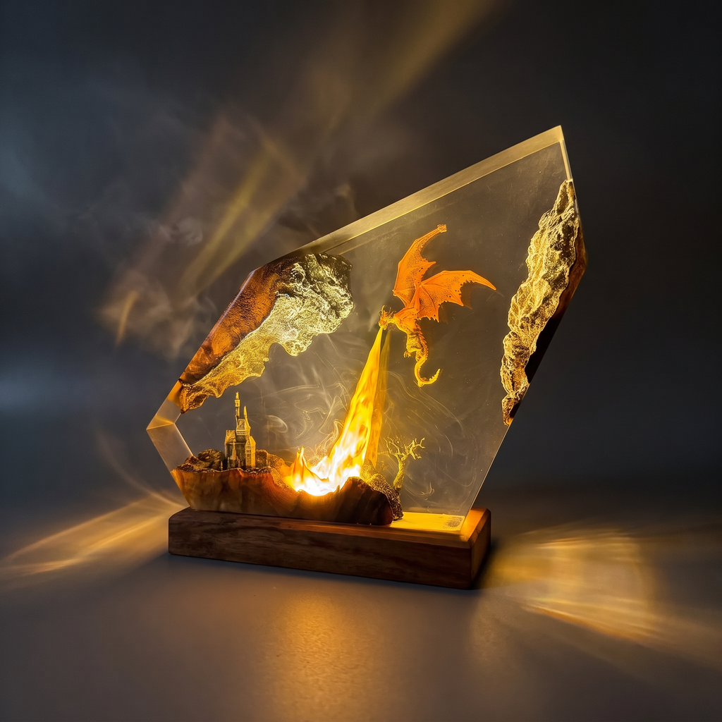 Fire Dragon Resin Lamp | Dragon Gift | Lumiverse Resin