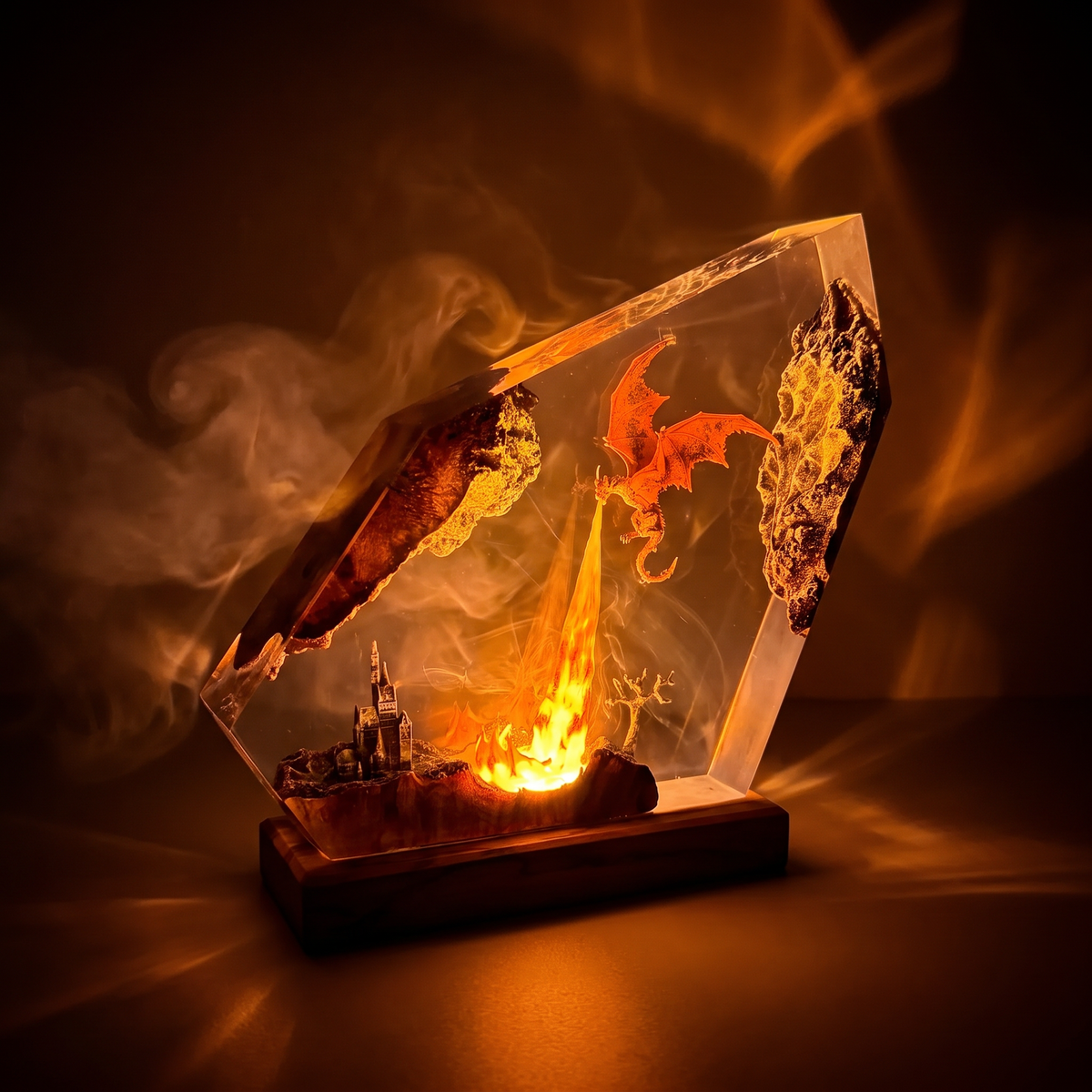 Fire Dragon Resin Lamp | Dragon Gift | Lumiverse Resin