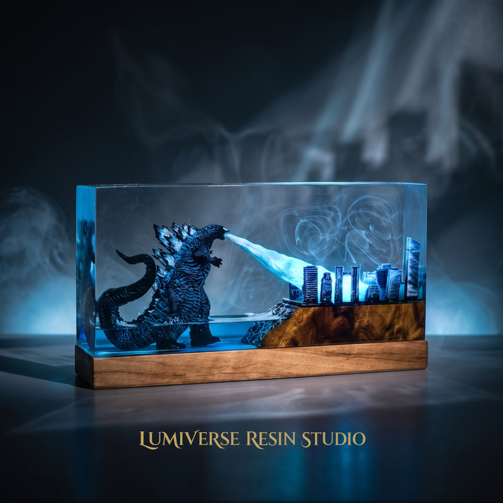 Godzilla Resin Lamp | Multicolor LED Glow Godzilla | Lumiverse Resin
