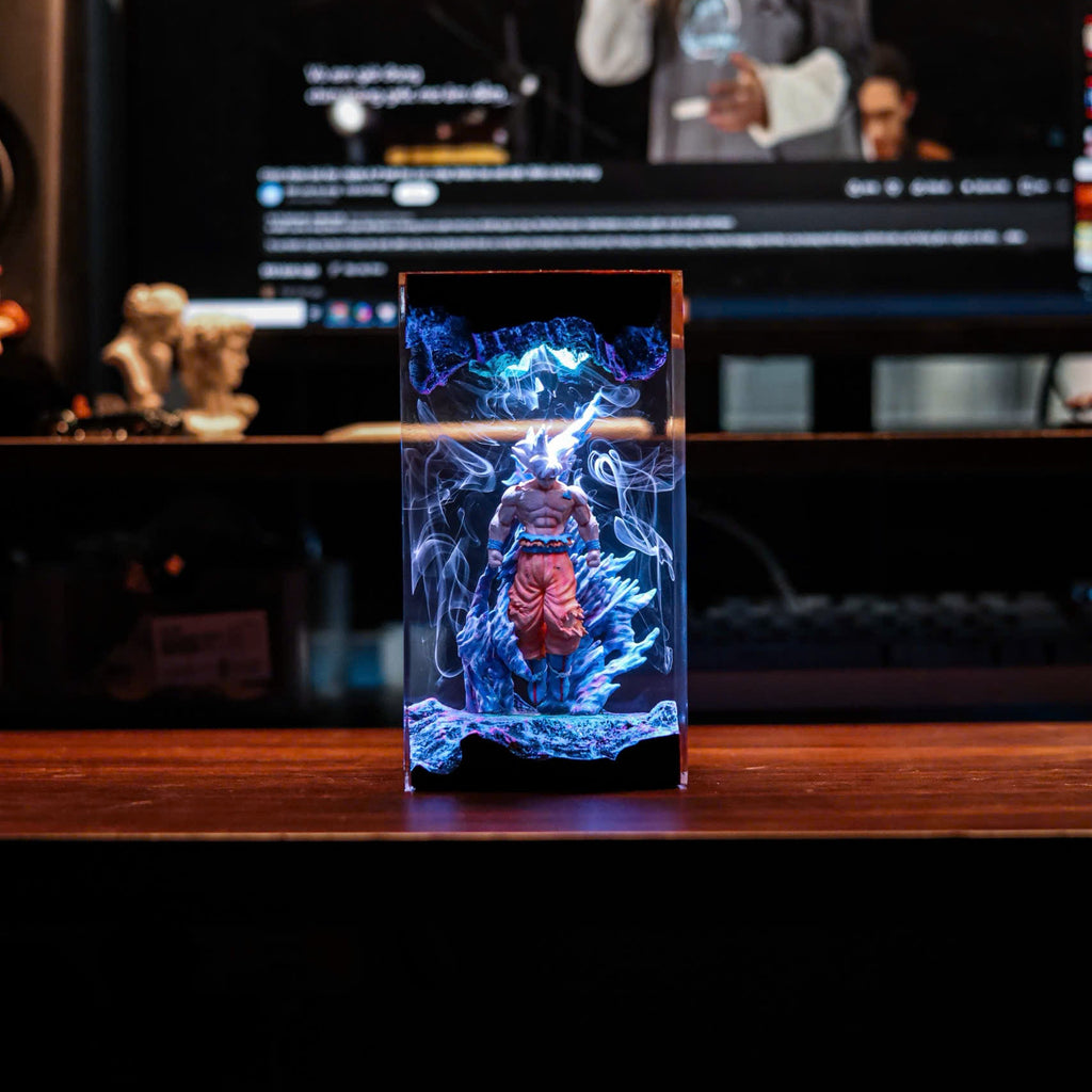Goku Ultra Instinct Resin Lamp | LED Diorama DragonBall | Lumiverse Resin