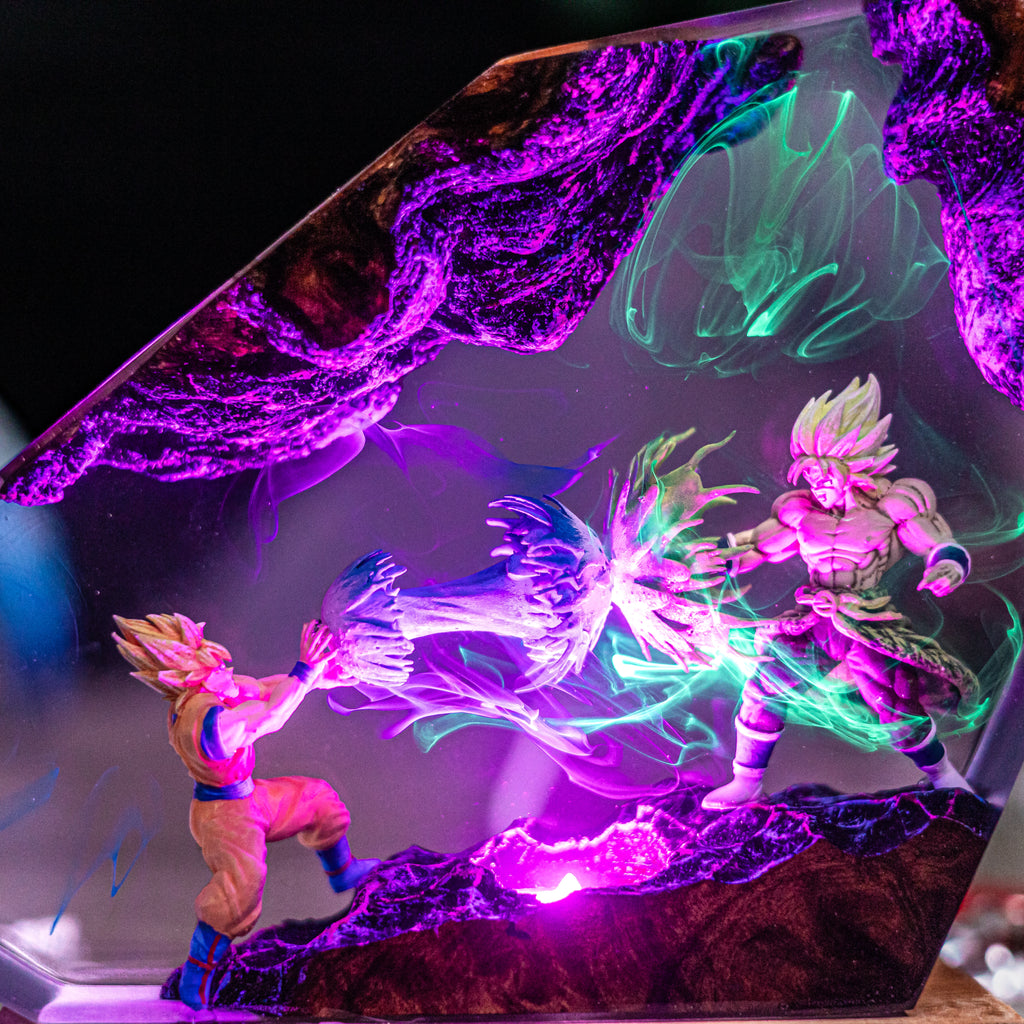 Goku Vs Broly Resin Lamp | Multicolor LED Glow DragonBall | Lumiverse Resin