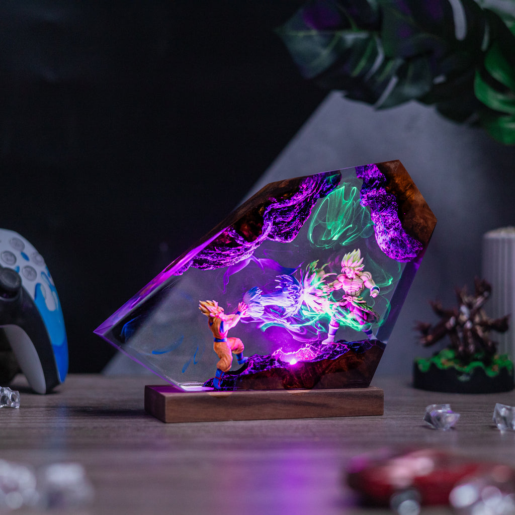 Goku Vs Broly Resin Lamp | Multicolor LED Glow DragonBall | Lumiverse Resin