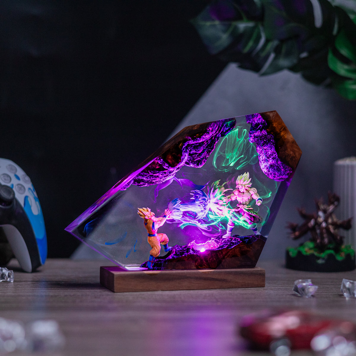 Goku Vs Broly Resin Lamp | Multicolor LED Glow DragonBall | Lumiverse Resin