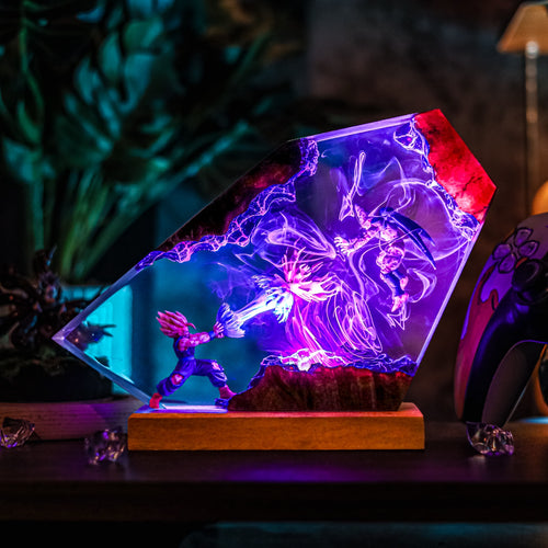 Goku Vs Cell Energy Blast Resin Lamp | LED RGB DragonBall | Lumiverse Resin