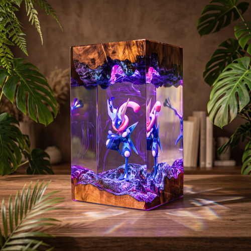 Greninja Resin Lamp | Handmade Pokemon LED | Lumiverse Resin