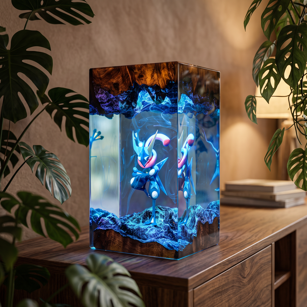 Greninja Resin Lamp | Handmade Pokemon LED | Lumiverse Resin