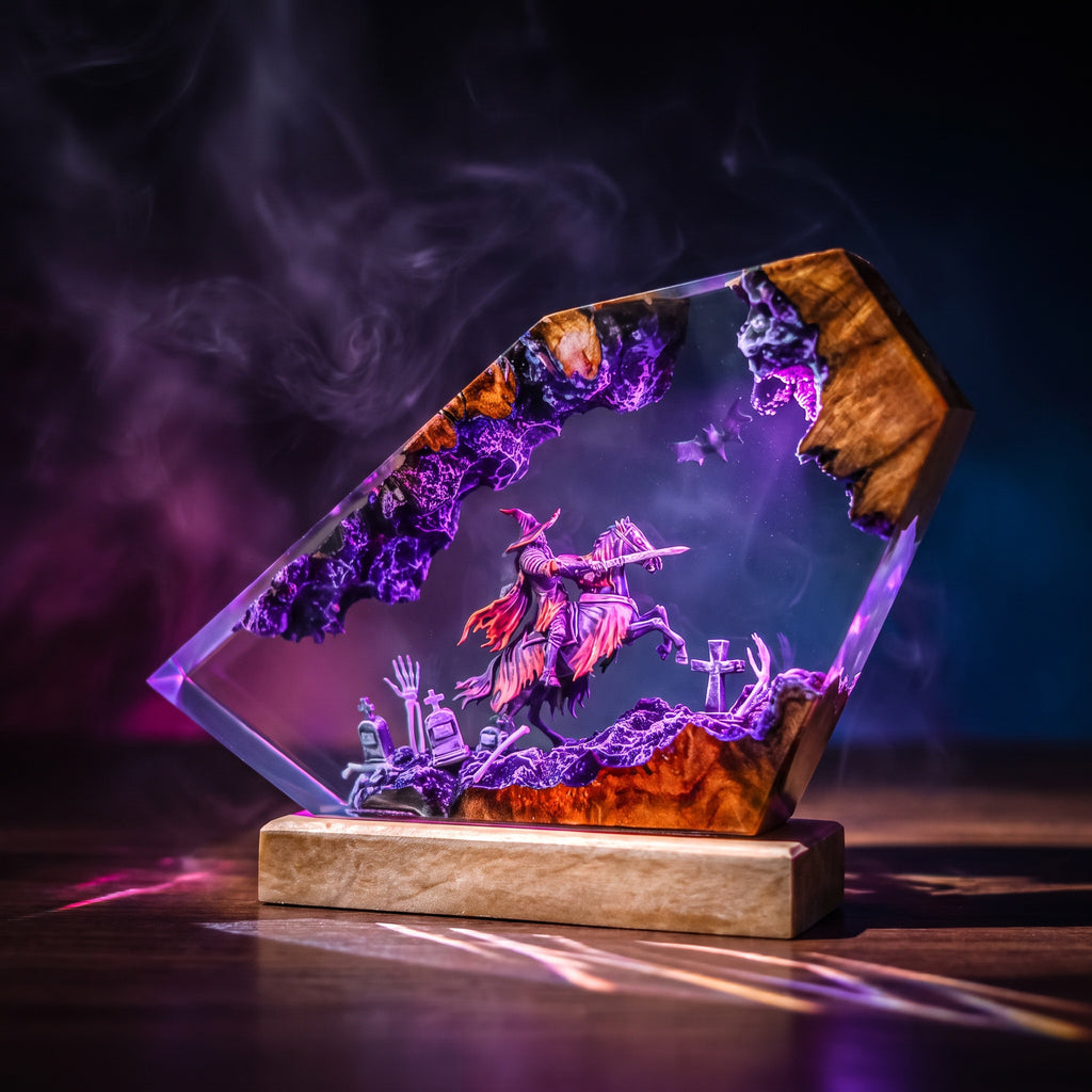 Headless Horseman Resin Lamp | LED Diorama | Lumiverse Resin