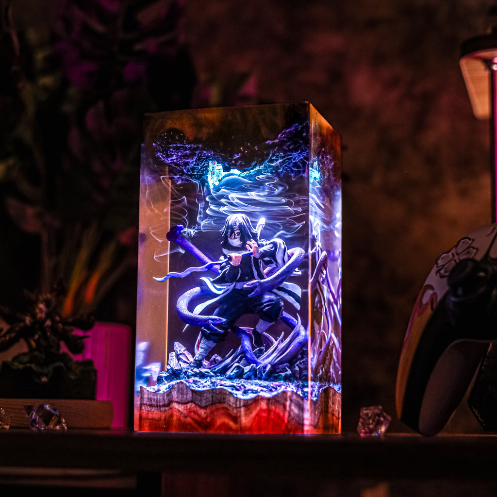 Iguro Obanai Resin Lamp | DemonSlayer Gift | Lumiverse Resin