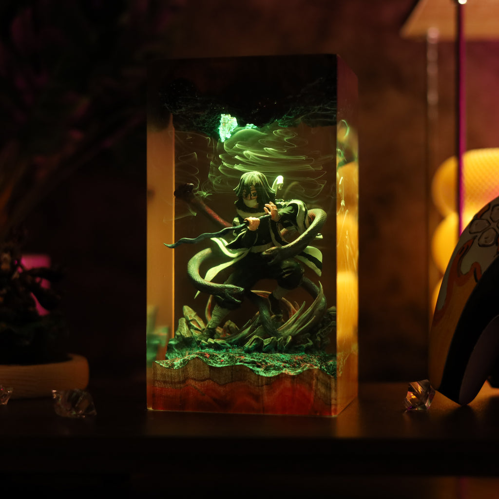 Iguro Obanai Resin Lamp | DemonSlayer Gift | Lumiverse Resin