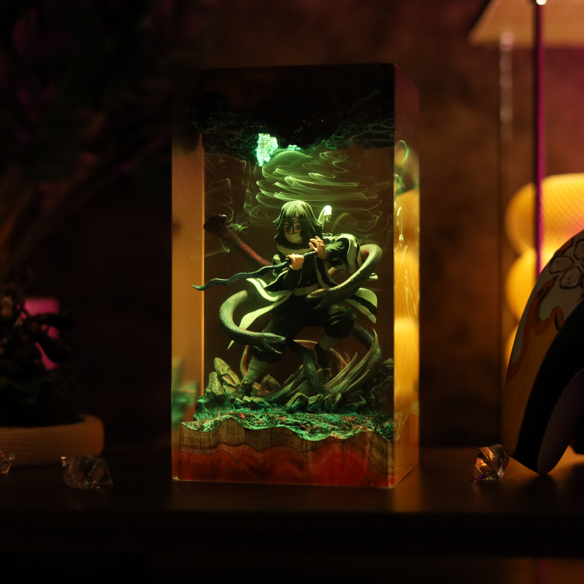 Iguro Obanai Resin Lamp | DemonSlayer Gift | Lumiverse Resin
