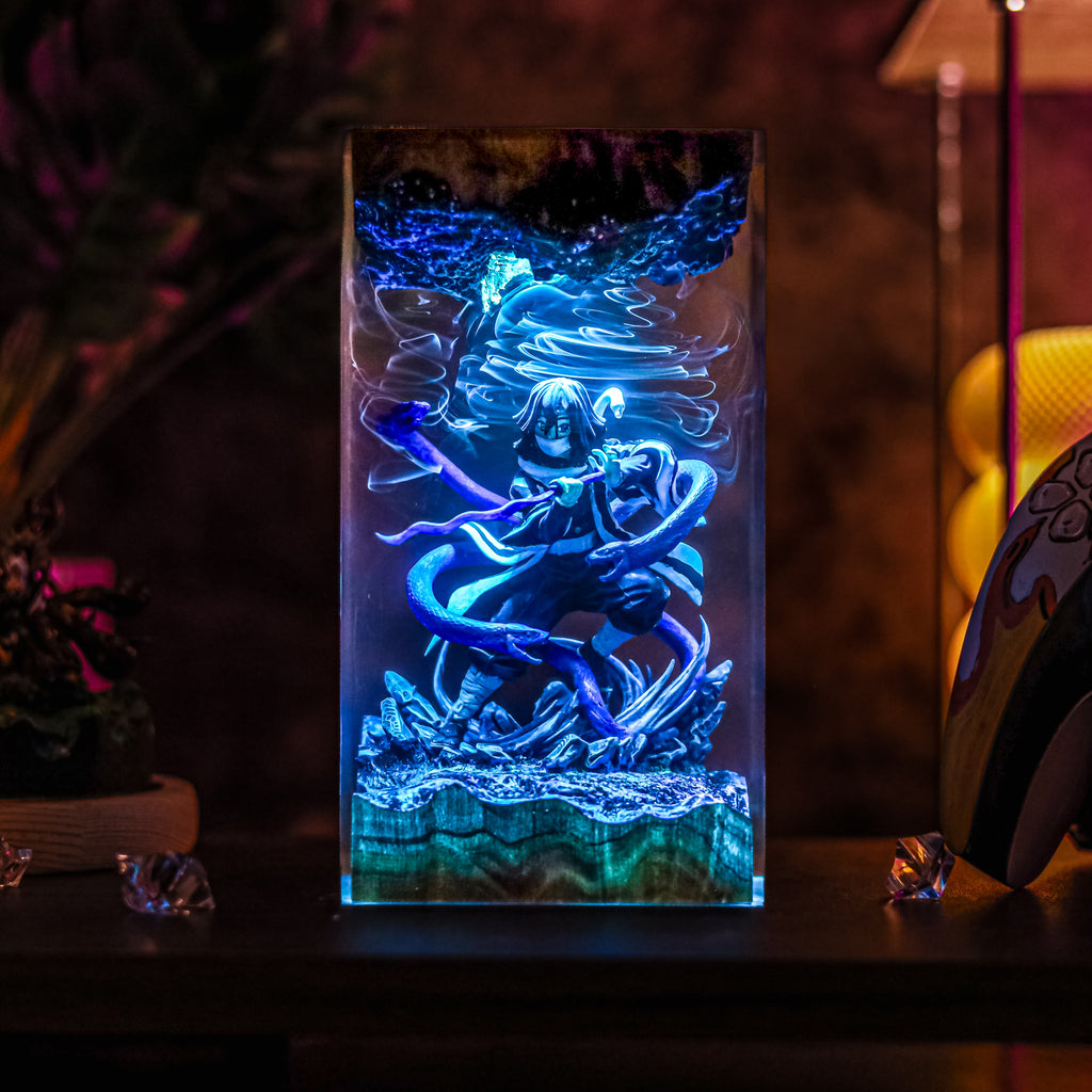 Iguro Obanai Resin Lamp | DemonSlayer Gift | Lumiverse Resin