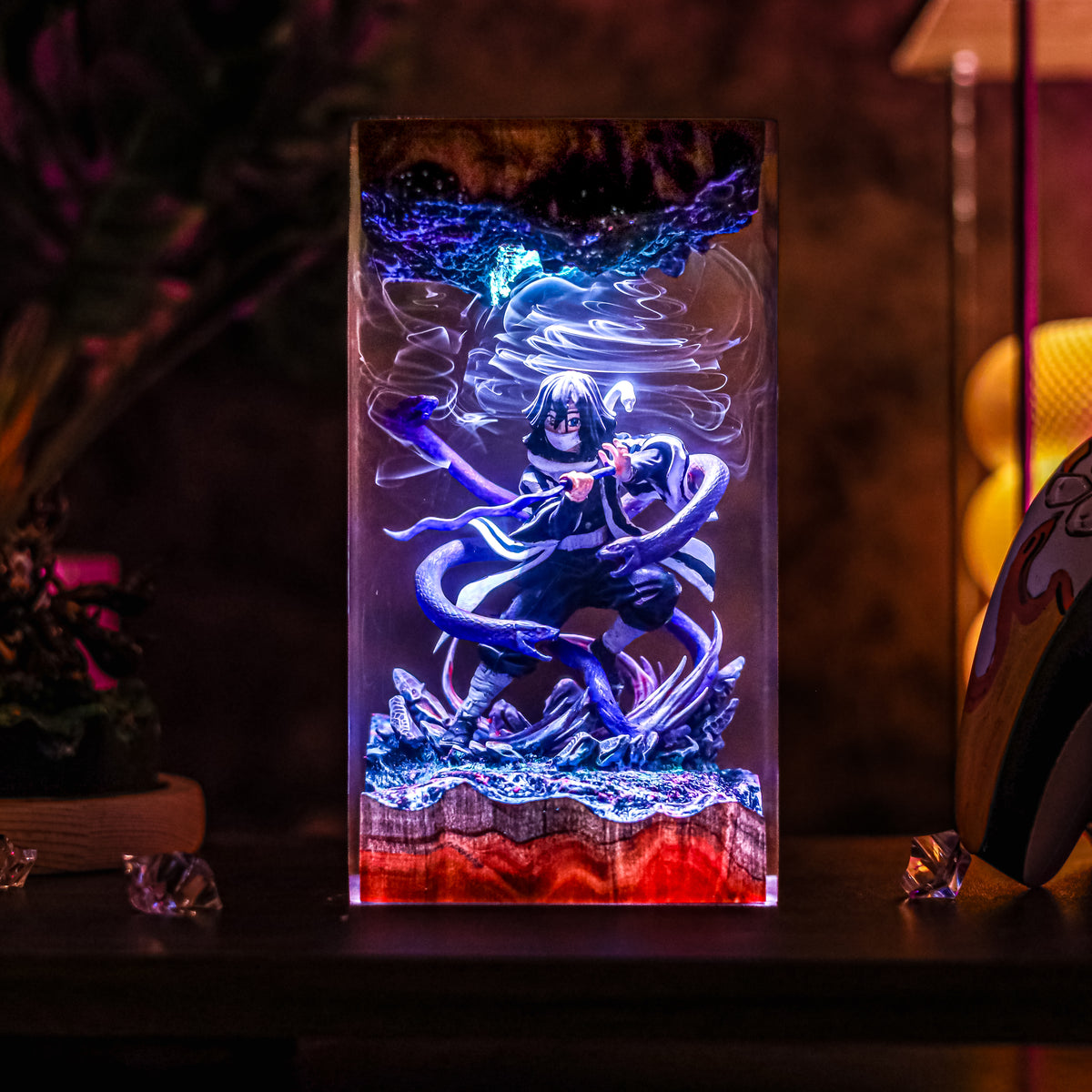 Iguro Obanai Resin Lamp | DemonSlayer Gift | Lumiverse Resin