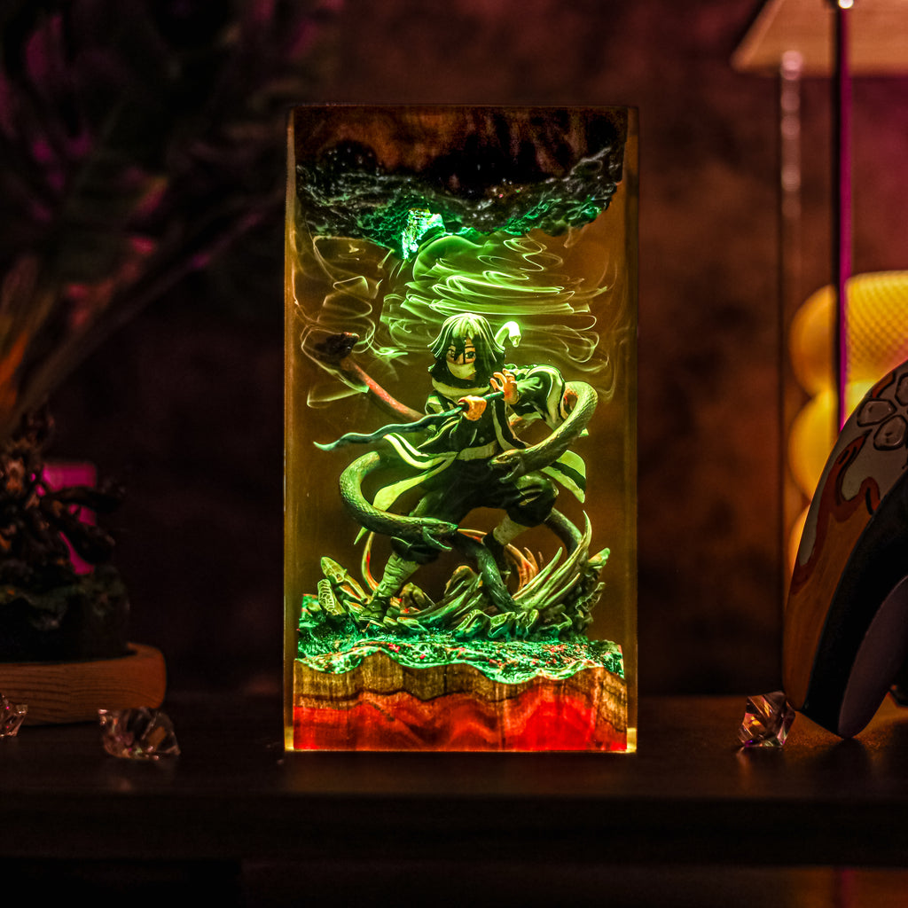 Iguro Obanai Resin Lamp | DemonSlayer Gift | Lumiverse Resin