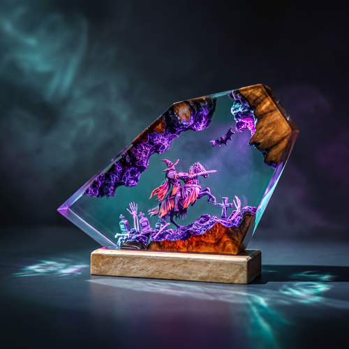 Headless HorseMan Resin Lamp V2 - Halloween, a decorative lamp featuring a spooky, illuminated resin sculpture.