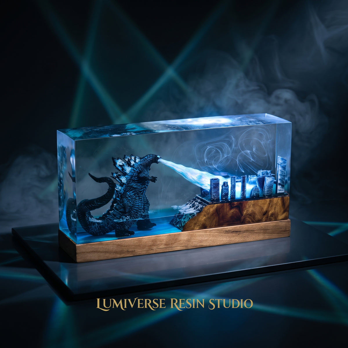 Godzila V2 Resin lamp Lumi Verseresin Studio