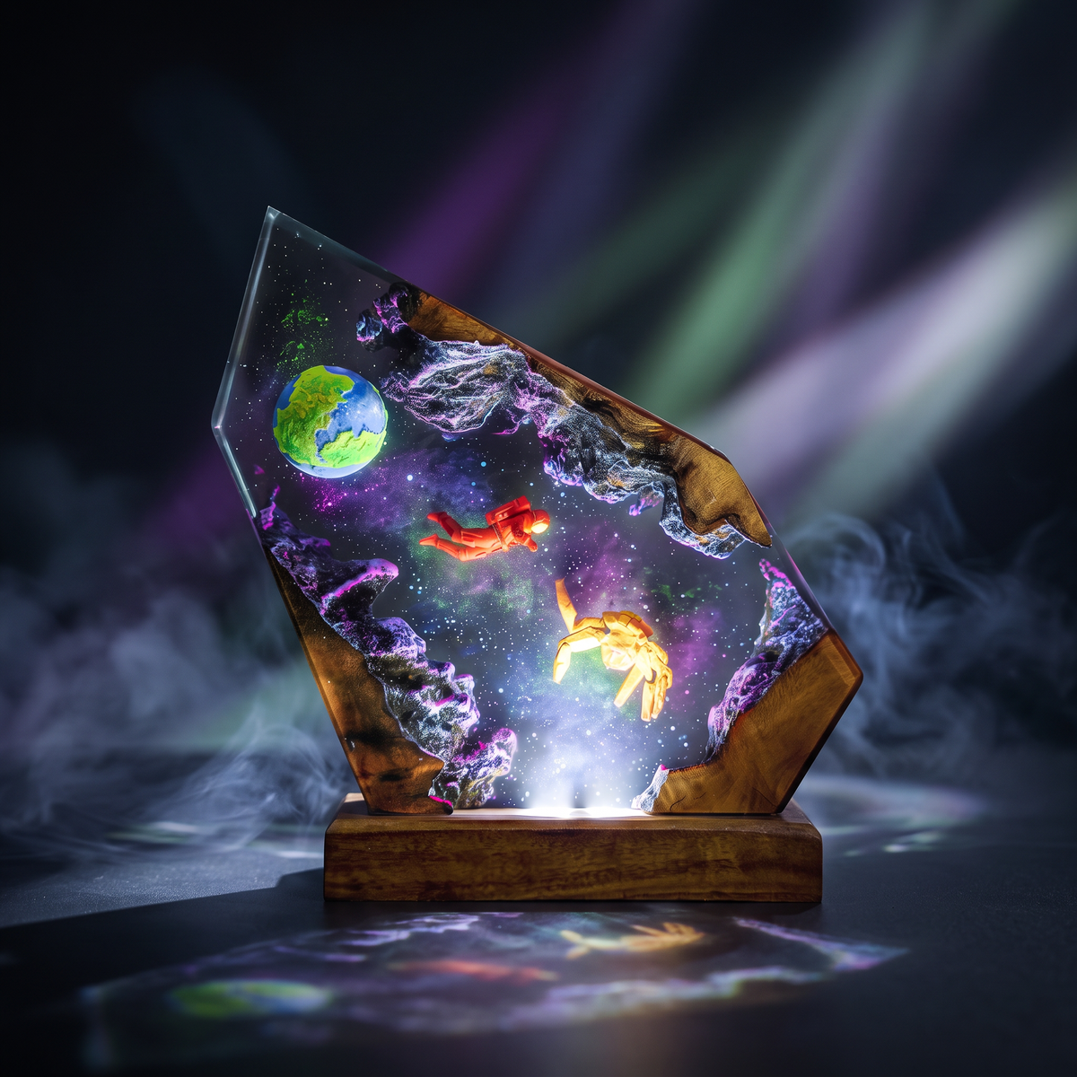Rocky Resin Lamp V3 - Project Hail Mary illuminating a cosmic scene with astronauts and planets.