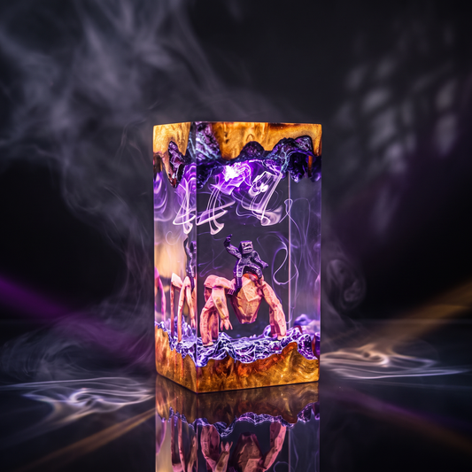 Rocky V1 Resin Lamp  - Project Hail Mary illuminated resin lamp showcasing intricate design and vibrant colors.