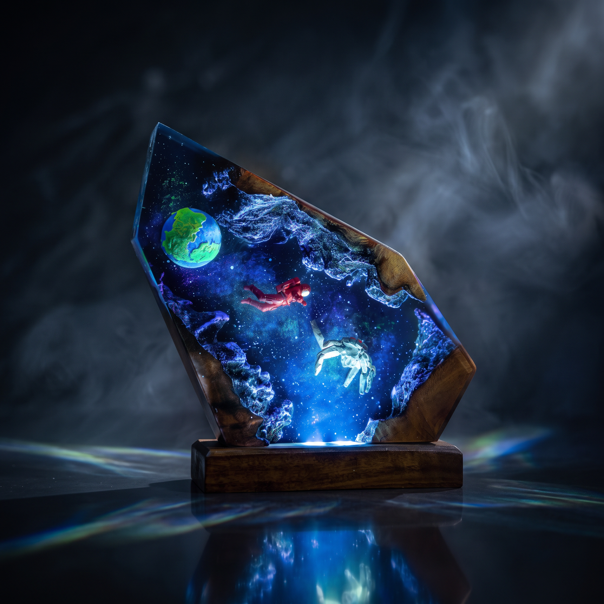 Rocky Resin Lamp V3 - Project Hail Mary, showcasing a vibrant space theme with astronauts and Earth.