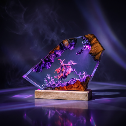 Headless HorseMan Resin Lamp V2 - Halloween showcasing a mystical scene with vibrant colors and a spooky theme.